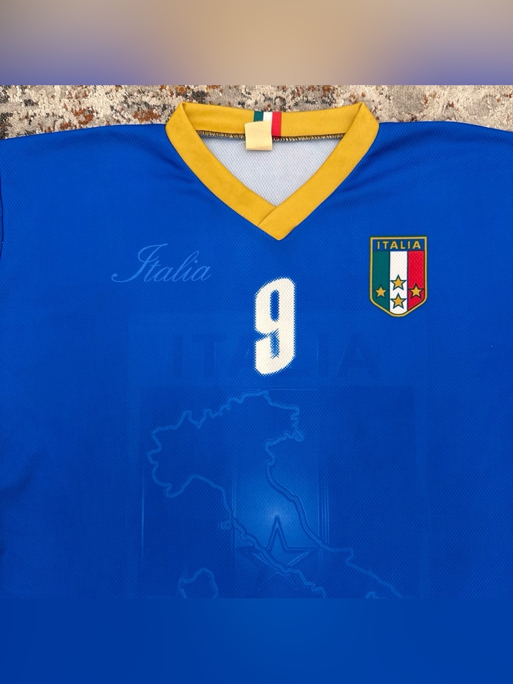 Vintage Italy Soccer Jersey Mens XL Luca Toni #9 Blue Football Shirt Fan Gear